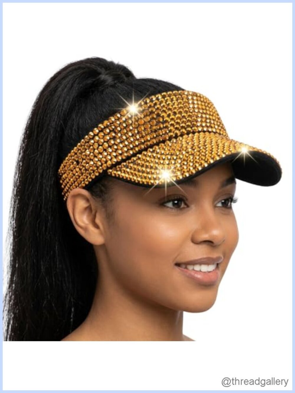 Rhinestone bling visor adjustable tennis beach hat